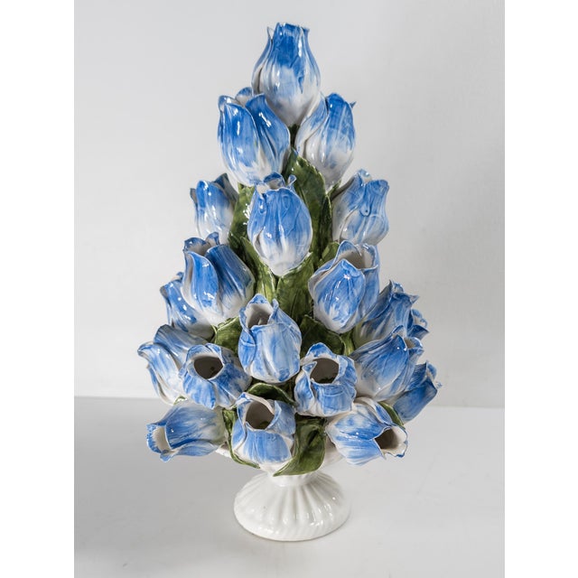 Mid-Century Italian Faience Majolica Floral Tulipiere Decorative Vase, Signed For Sale - Image 4 of 15