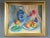 FRUIT & VASE ON A TABLE Size: 17.5 x 20.7 inches (including frame) Oil on board An energetic mid-century still life...