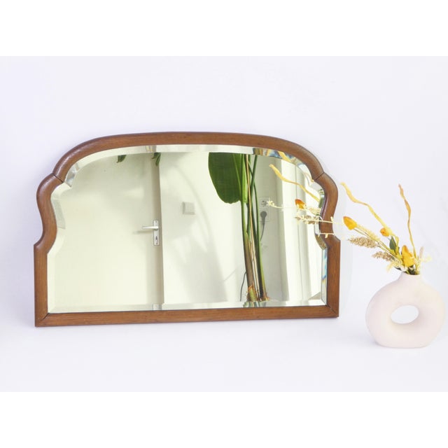 Antique Wooden Scalloped Mirror with Beveled Glass, 1890s For Sale - Image 12 of 12