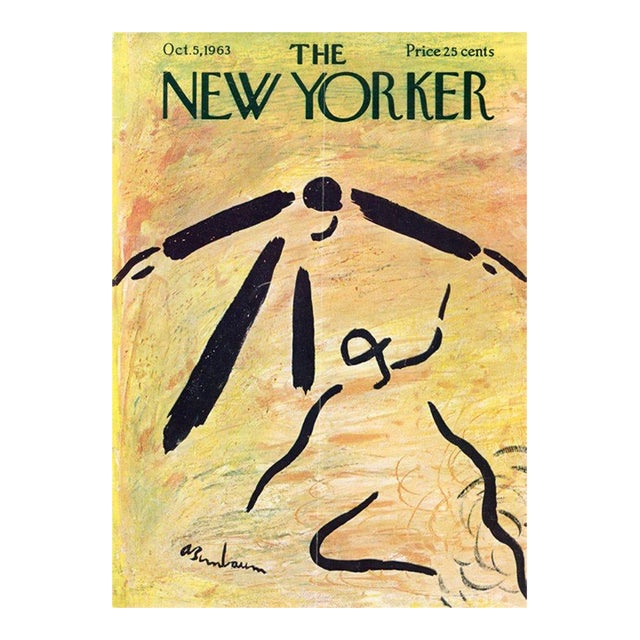 1963 Vintage New Yorker Cover, October 5, Original Cover by Abe Birnbaum, Sports, Baseball For Sale