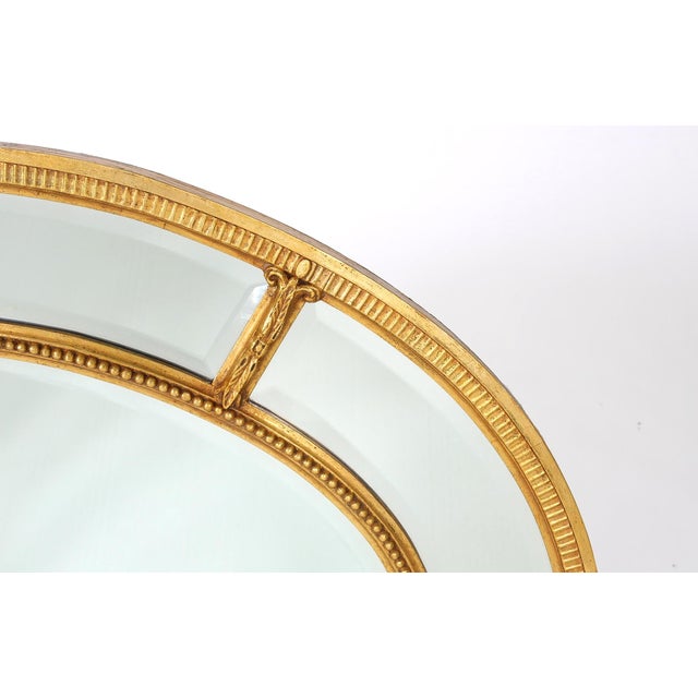 Late 20th Century Gilt Wood Framed Oval Shape Beveled Wall Mirror For Sale - Image 4 of 9