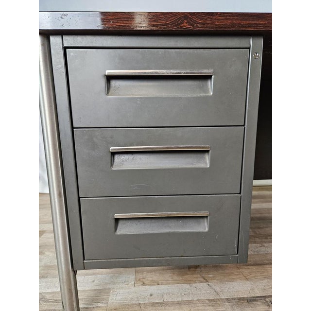 Iron Desk with Rosewood Laminate Top from Mobiltecnica Turin, Italy, 1970s For Sale - Image 15 of 18