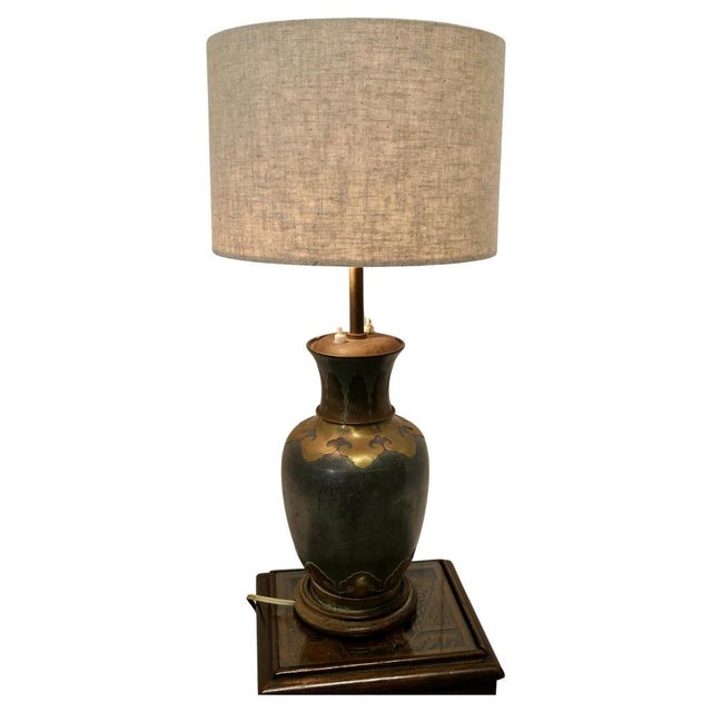 Arts & Crafts French Adjustable Brass and Pewter Table Lamp, 1920s For Sale - Image 9 of 9