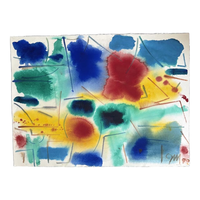 James McCray Expressionist Watercolor Painting, 1985, Signed, #1, 22¼” X 31” For Sale