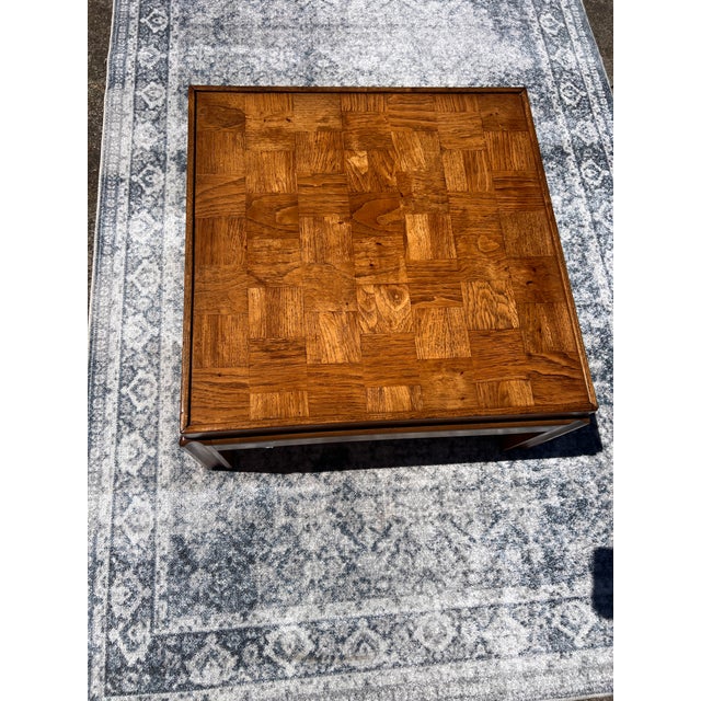 Mid-Century Modern Vintage Lane Furniture Parquet Oak Coffee Table, Restored Mid Century Modern For Sale - Image 3 of 6
