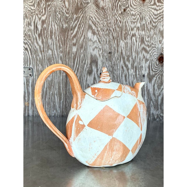 Postmodern Vintage Postmodern Studio Pottery Teapot For Sale - Image 3 of 12