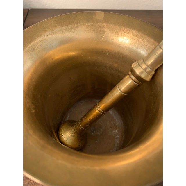 Brass Early 20th Century Brass Pharmacy Apothecary Mortar and Pestle - 2 Pieces For Sale - Image 8 of 9
