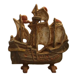 19th Century Christopher Columbus "Santa Maria" Sail Ship Iron Door Stop