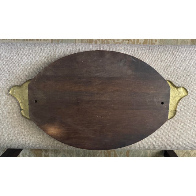 Vintage Mid-Century Walnut Carving Board With Solid Brass Pig Head Handles | Sculptural Charcuterie & Serving Board For Sale - Image 10 of 11