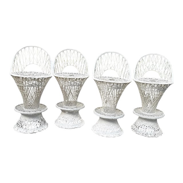Set of Four Mid- Century Modern Spun Fiberglass Bar Stools Attributed to Russell Woodard For Sale
