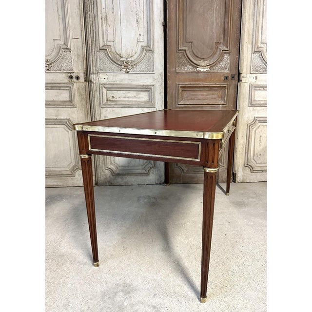 Brown Small Louis XVI Style Flat Desk or Writing Table, 1950s For Sale - Image 8 of 13