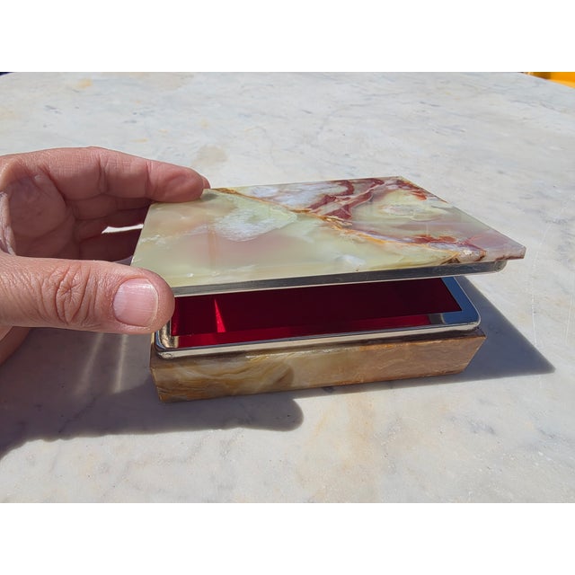 Mid-Century Modern Zebra Green Onyx Jewelry Box, Italy, 1950s For Sale - Image 3 of 9
