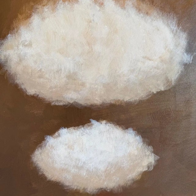Wood One of a Kind Hand Painted Cloud Art in Wood Frame For Sale - Image 7 of 10