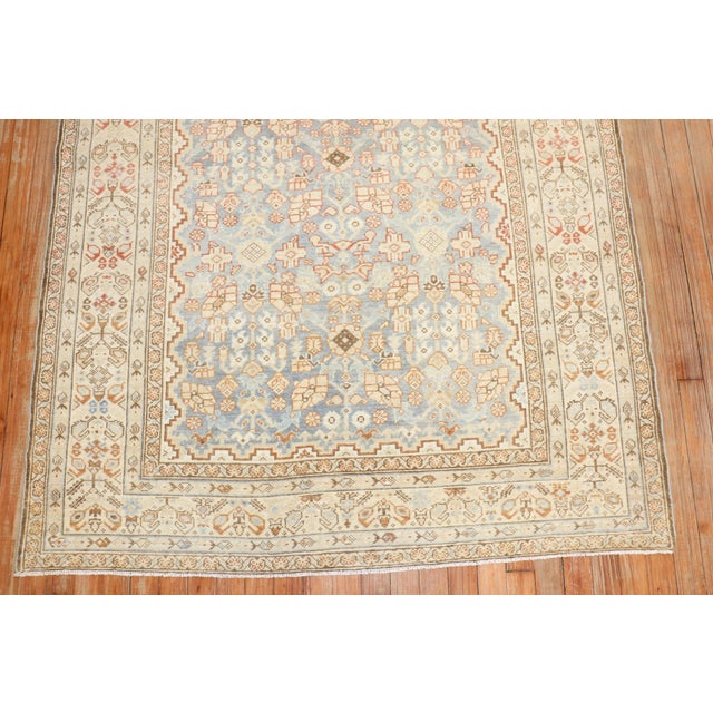 Early 20th Century Early 20th Century Light Blue Persian Malayer Rug - 4'6" x 6'1" For Sale - Image 5 of 9