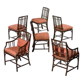 6 Mid-Century McGuire Balboa Chairs in Dark Tobacco Finish For Sale