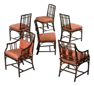 6 Mid-Century McGuire Balboa Chairs in Dark Tobacco Finish