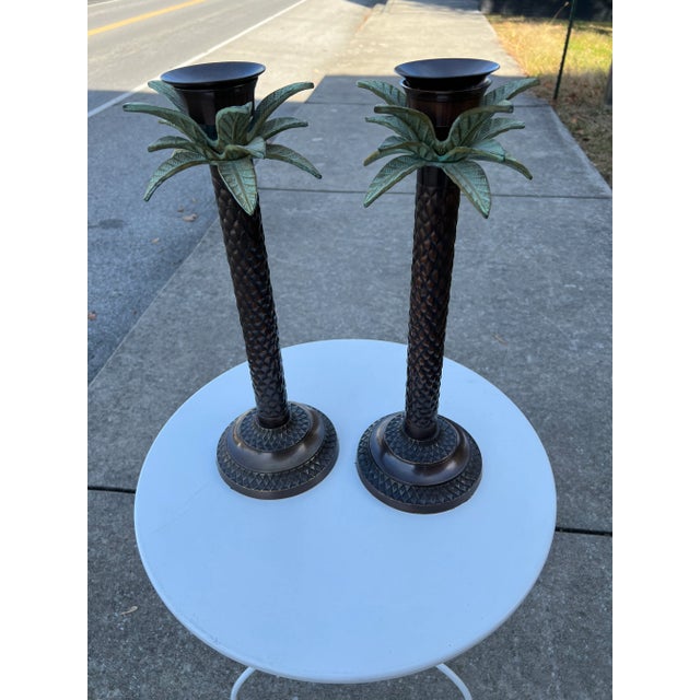 Palm Tree Candle Holders - a Pair For Sale In Nashville - Image 6 of 6