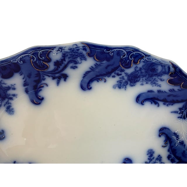 Antique W.H. Grindley Flow Blue Argyle 17" Oval Serving Turkey Platter Made in Staffordshire England c. 1895. Approx. 1...