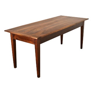 French 19th Century Solid Walnut Farmhouse Dining Table For Sale