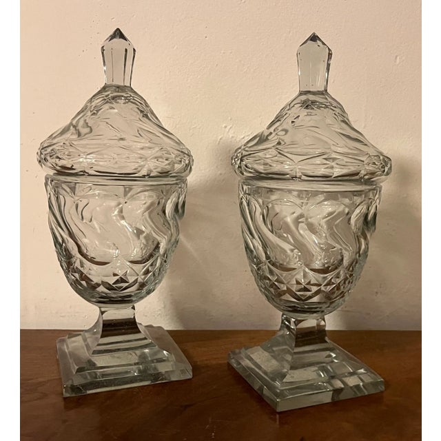 Antique 18th Century George III Anglo Irish Cut Crystal Glass Chestnut Urns - a Pair For Sale - Image 4 of 12