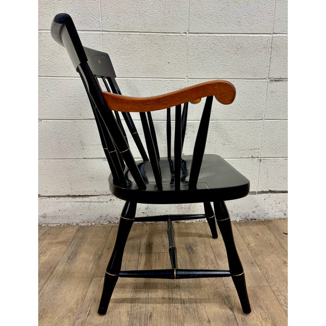 Wood Vintage Nichols & Stone Hitchcock Style Hand Decorated Arm Chair For Sale - Image 7 of 10