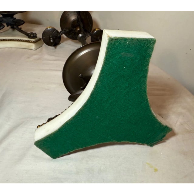 Large Pair Antique 1800's Patinated Bronze Neoclassical Candelabra Candle Holder For Sale - Image 16 of 16