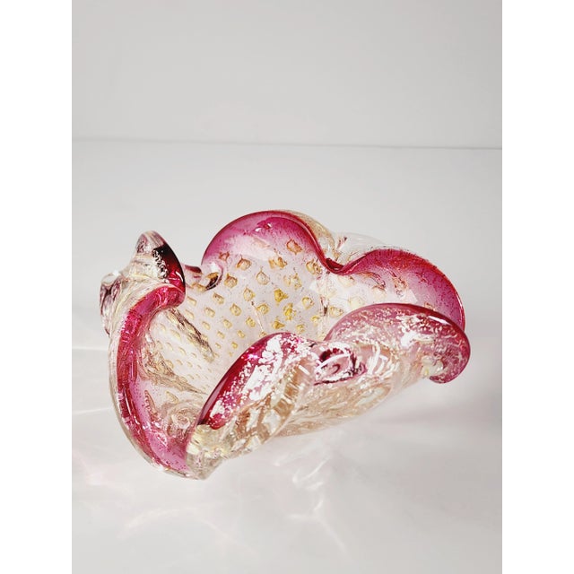 Vintage Murano Bullicante Art Glass Bowl For Sale - Image 9 of 11