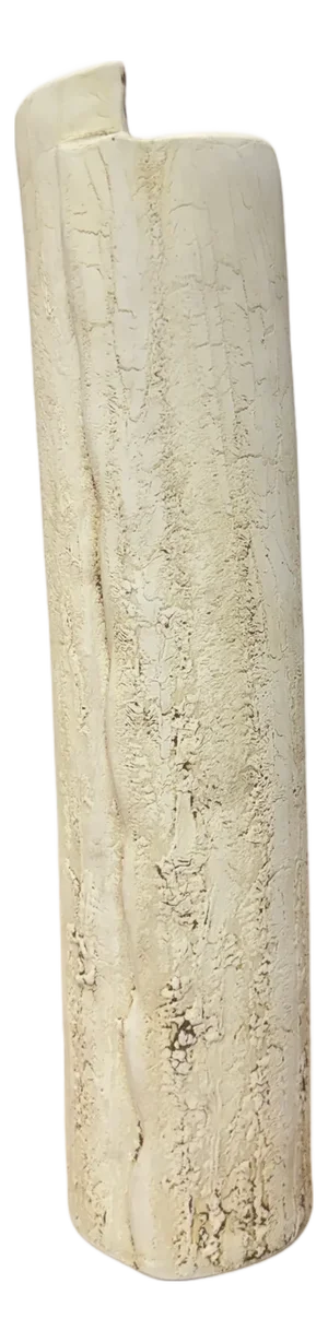 Textured Angled Cylinder Shaped Cream & Ochre Prem Vase