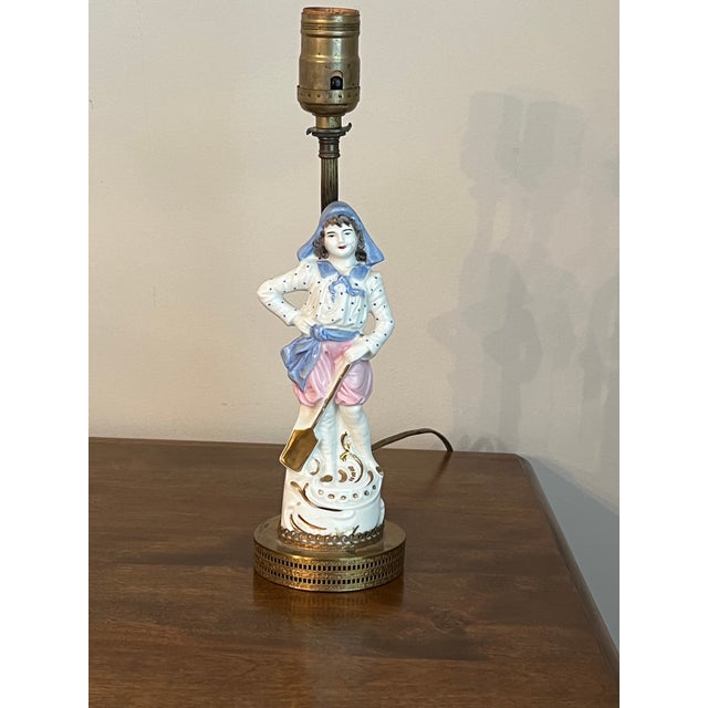 Early 20th Century Vintage Meissen Style Blue Small Lamp For Sale - Image 5 of 9