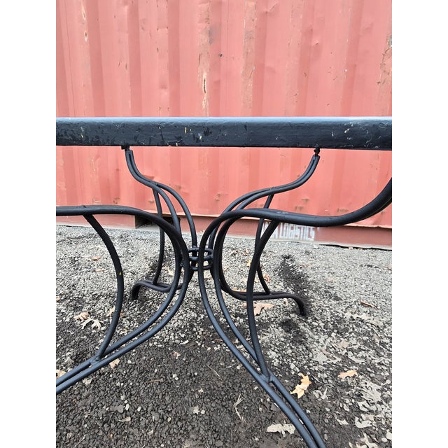 Metal Vintage Wrought Iron Patio Dining Table For Sale - Image 7 of 10