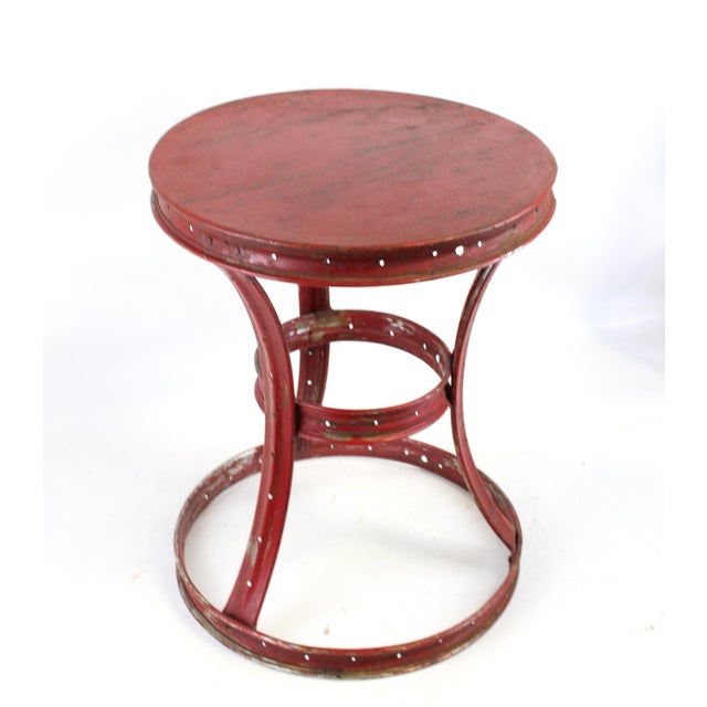 Children's Side Table Round Dark Red Hint of Black Vintage For Sale - Image 3 of 9