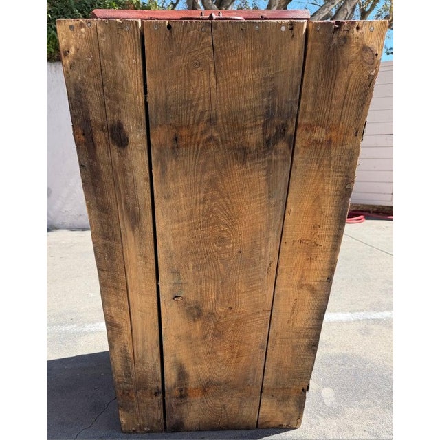 Early 19th Century Original Painted Wood Trunk W/Hand Forged Iron Hardware For Sale - Image 12 of 14