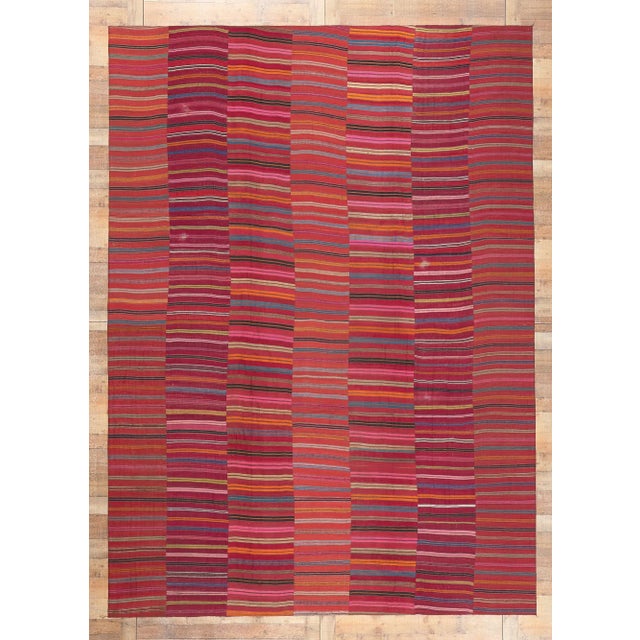 Vintage Turkish Striped Kilim Rug - 09'05 X 13'00 For Sale - Image 9 of 10