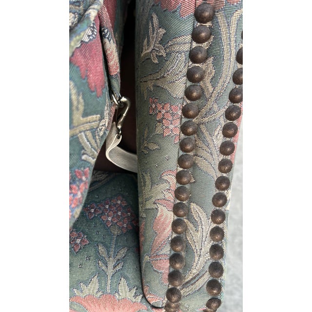 William Morris - Style Fabric Mid Century Chinese Chippendale Camelback Settee Sofa Couch Georgian Design For Sale - Image 9 of 18