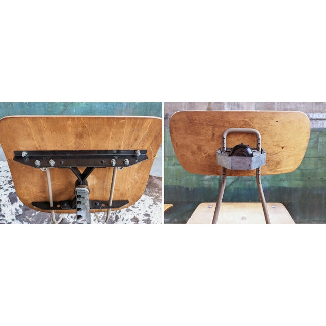Vintage Adjustable Mid Century Modern Bentwood and Metal Chairs, 1960's - A Pair For Sale - Image 9 of 12
