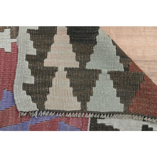 REd Brown Colorful Small Vintage Turkish Kilim Rug For Sale - Image 11 of 11