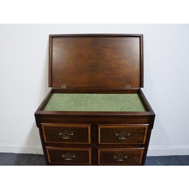High End Vintage Banded Mahogany Traditional Chippendale Style 30" Nightstand W. Jewelry Storage For Sale - Image 9 of 12