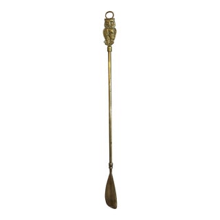 Vintage English Brass Owl Shoe Horn For Sale