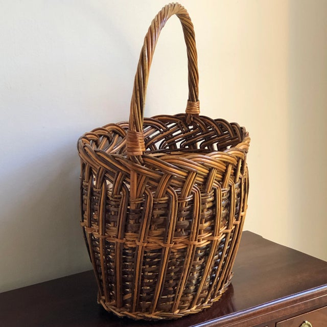 Brown Vintage European-Style Harvest Basket For Sale - Image 8 of 12