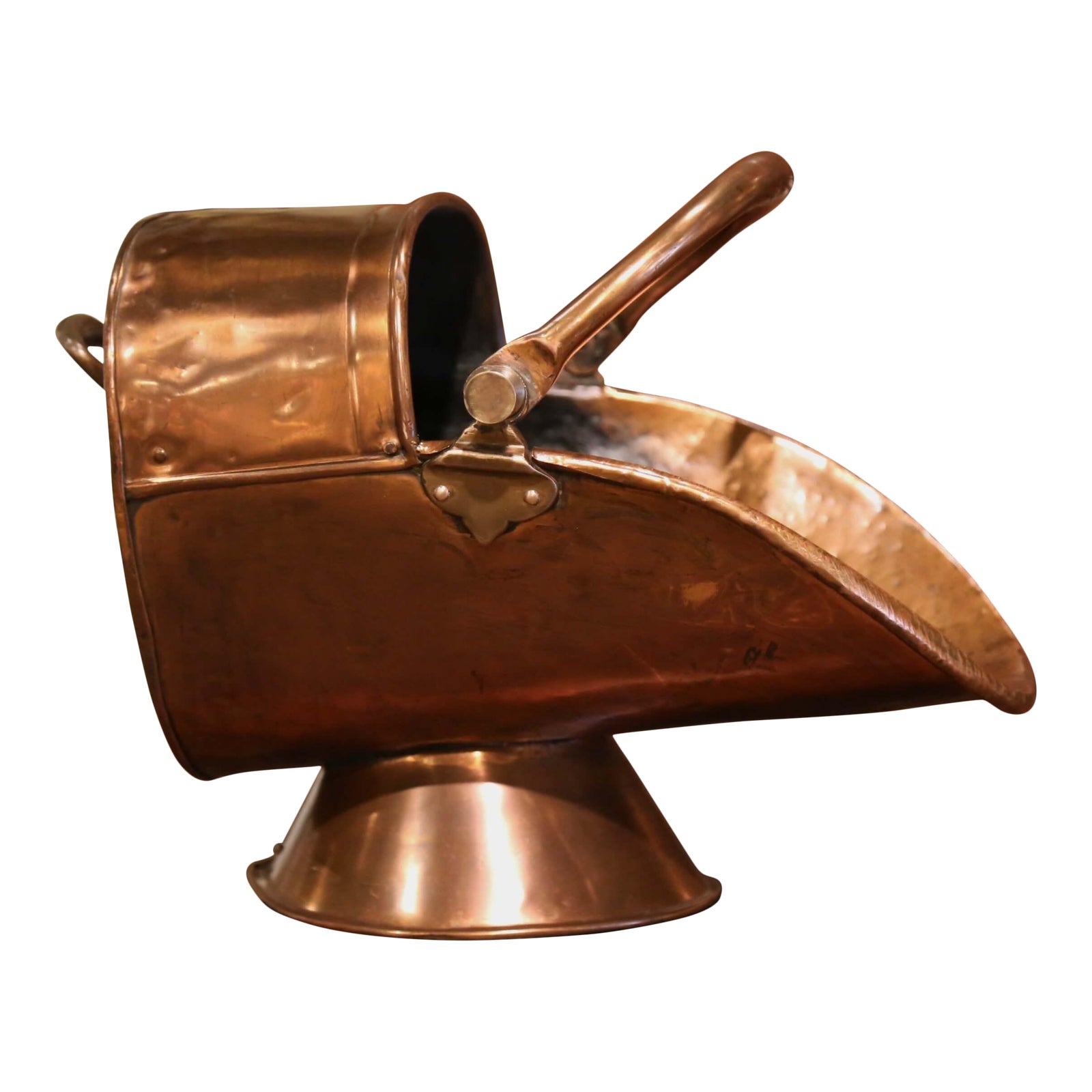 Mid19th Century French Copper and Brass Coal Bucket With Dual Handles