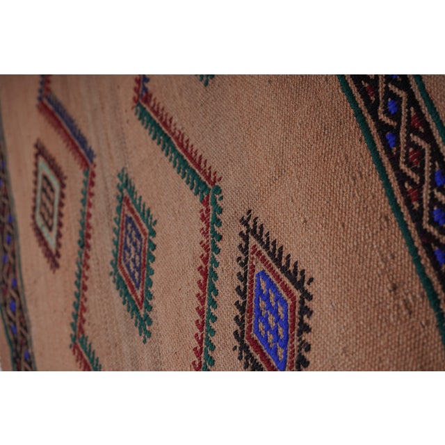 1960s Turkish Jajim Runner With Faded Tribal Motifs 1'7'' X 12'6'' For Sale - Image 5 of 10