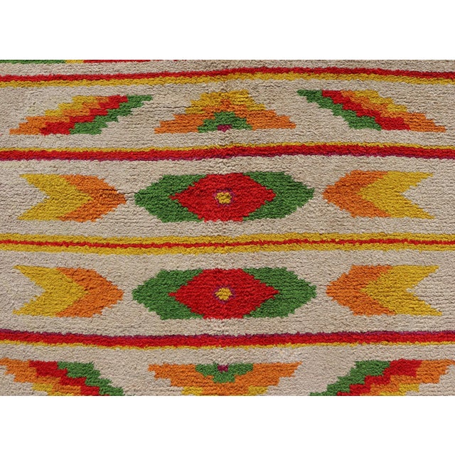 Textile Vintage Moroccan Rug With All-Over Tribal Motif Design in Red, Green & Yellow 5'10 X 8'11 For Sale - Image 7 of 12