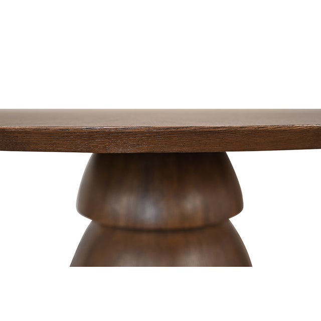 Worlds Away Matthew Izzo Home Callum 60" Round Three Tiered Base Oak Dining Table For Sale - Image 4 of 7