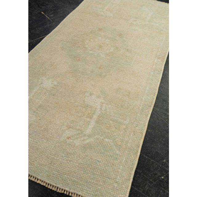 Textile Turkish Mini Rug Oriental Hand Knotted Vintage Rug 1'5" x 3' #21237 For Sale - Image 7 of 8