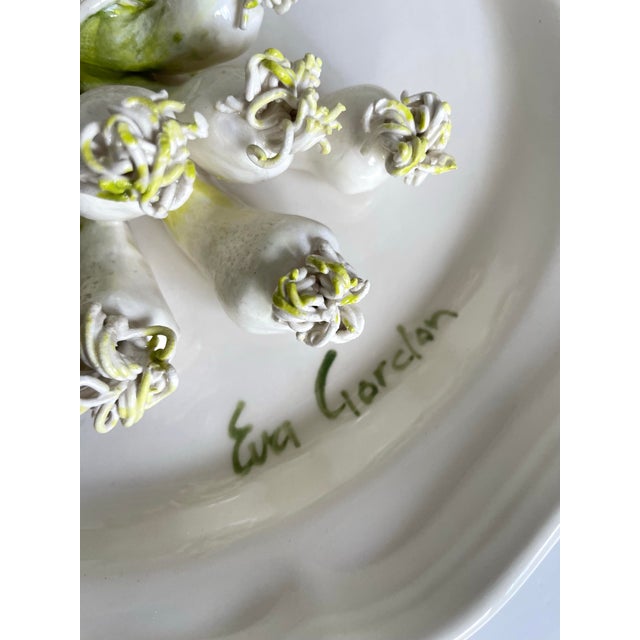 Late 20th Century Eva Gordon Trompe L’Oeil Scallion Plate, Signed Canadian Studio Pottery For Sale - Image 9 of 12