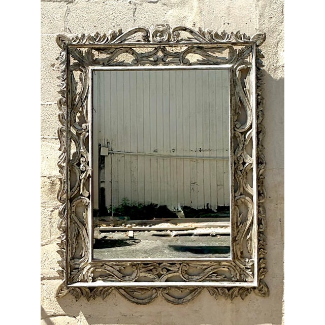 Sand Vintage Boho Monumental Distressed Wood Mirror For Sale - Image 8 of 10