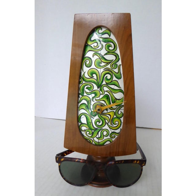 Copper Enameld Face and Wood Table / Mantel Clock, Spain 1950s For Sale - Image 12 of 12