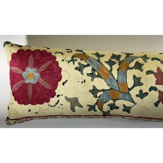 Antique Hand-Embroidered Suzani Pillow - a Piece of Art For Sale In San Francisco - Image 6 of 12