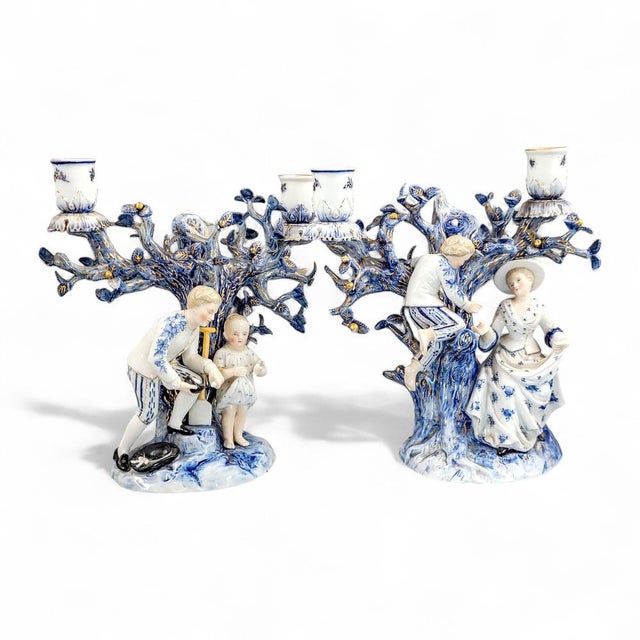 Ceramic Figural Tree Candleholders from Ernst Bohne & Sons, 1878, Set of 2 For Sale - Image 7 of 16