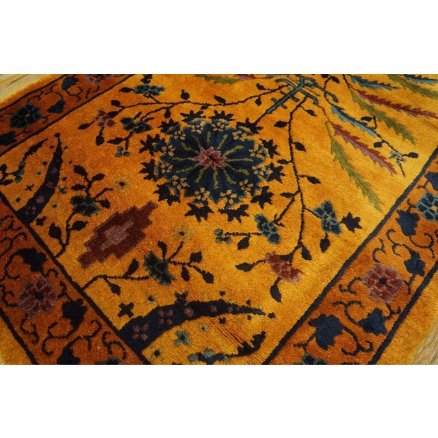 1920s Goldenord Floral Antique Chinese Art Deco Carpet 3'' X 5'6'' Knotted Wool Rug For Sale - Image 9 of 12